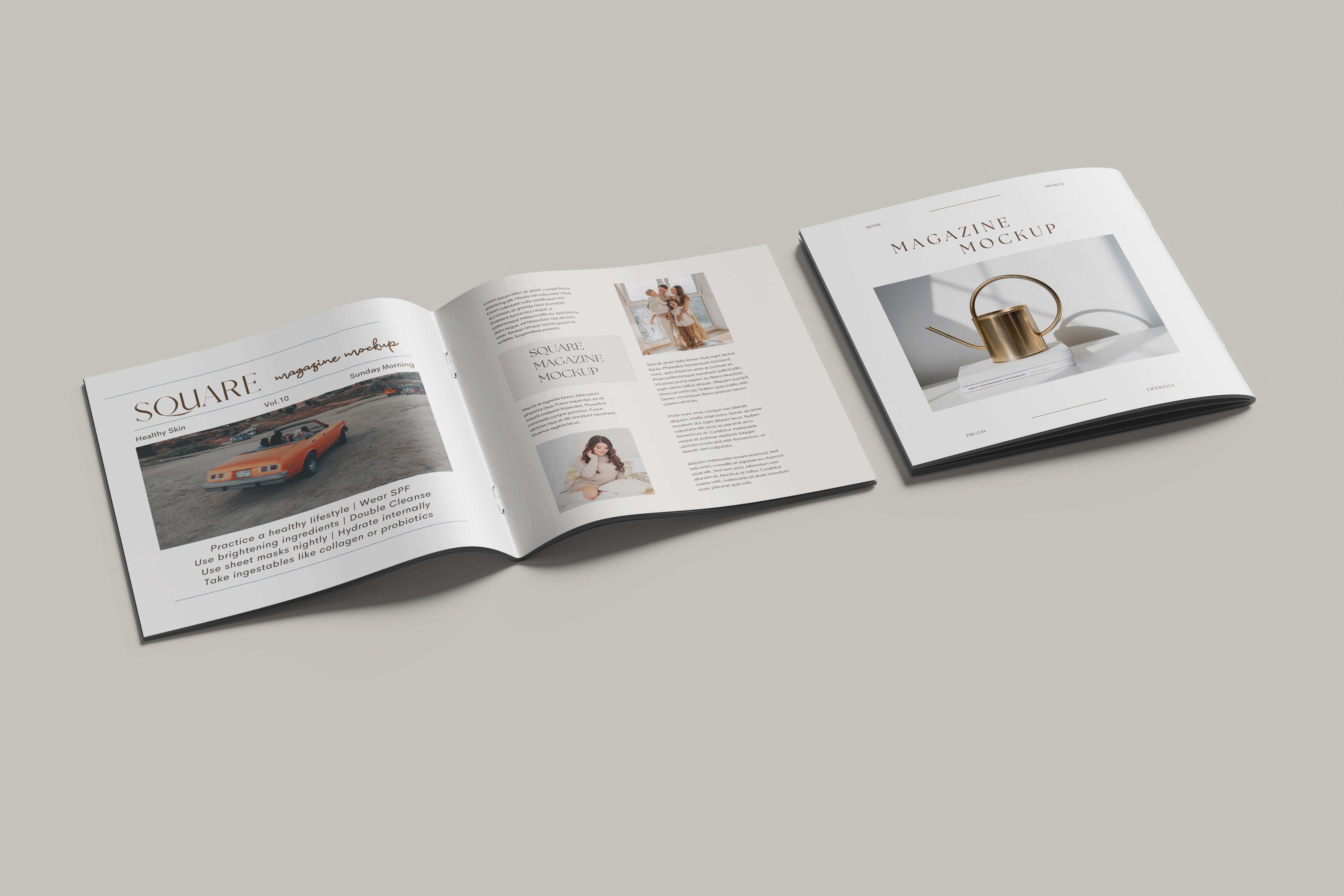 Square Magazine Mockup Scene 04 Graphic by bimockups · Creative Fabrica
