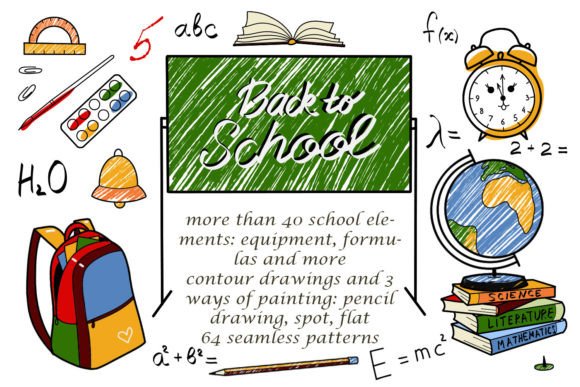 Back to School! Vector Patterns and Draw Graphic Illustrations By toshka81
