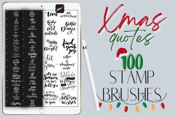 Procreate Christmas Quotes Stamps Brush Graphic by Calcool · Creative ...