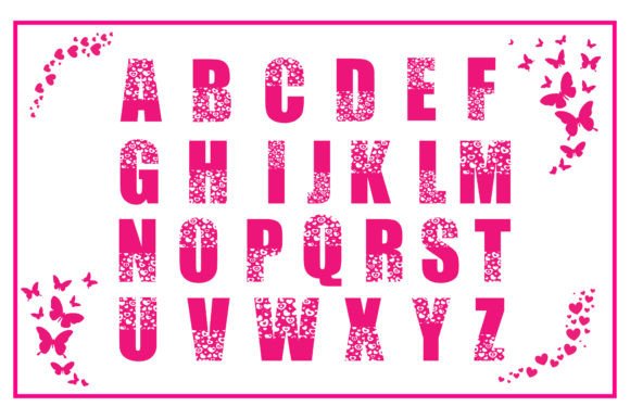 Heart Spangled Font PNG with transparent background - Preview 1