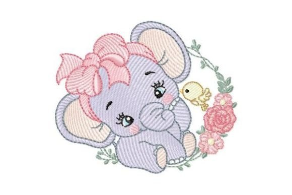 Baby Elephant Embroidery Design