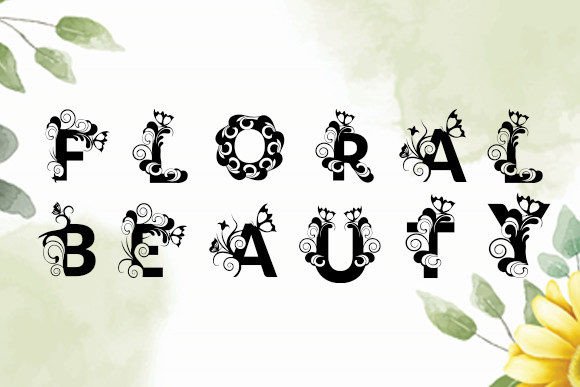 Floral Beauty Font PNG with transparent background - Preview 1