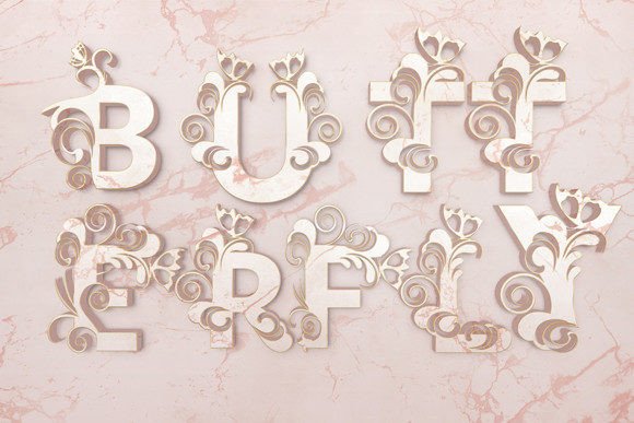 Floral Beauty Font PNG with transparent background - Preview 3