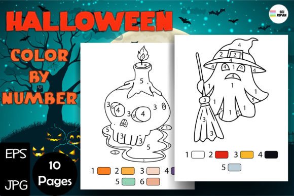 Halloween Color by Number Pages 3 - KDP