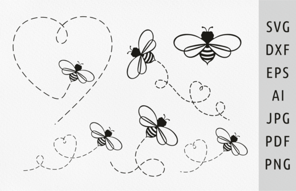 Honey Bee SVG Flying Bee Path Bumble Bee