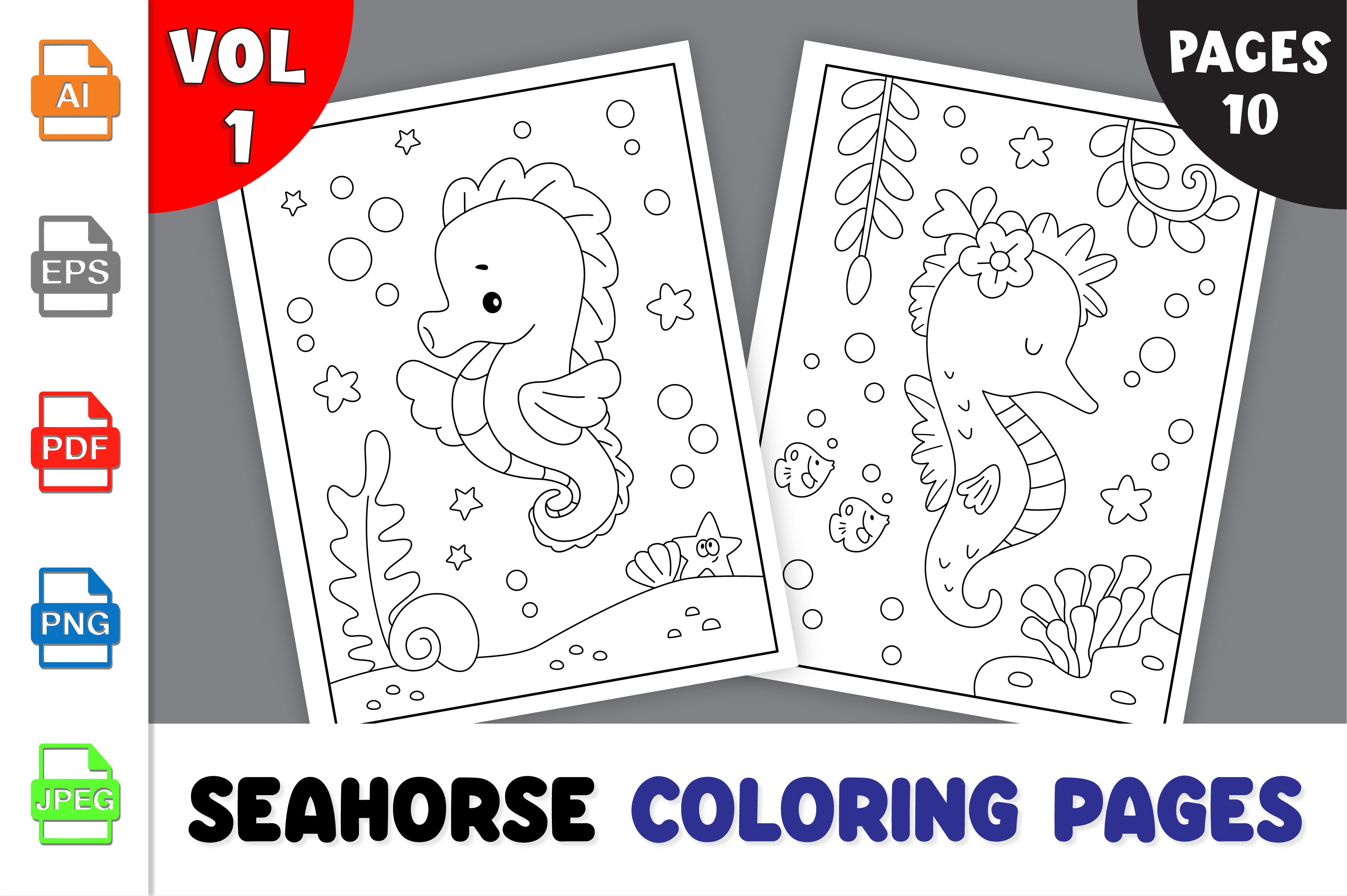 Seahorse Coloring Pages Vol-1