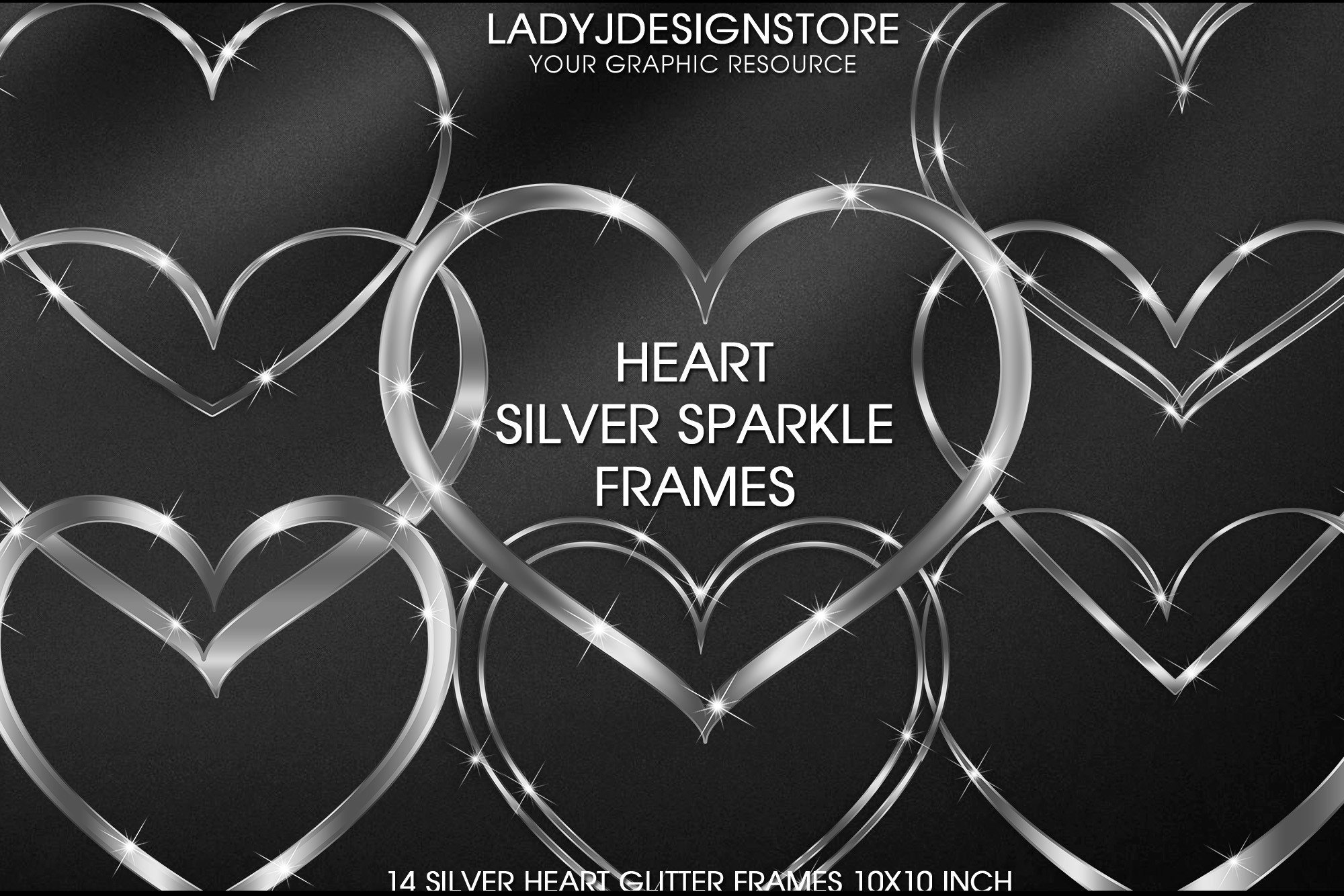 Silver Glitter Heart Frame Clip Art Graphic by ladyjdesignstore ...