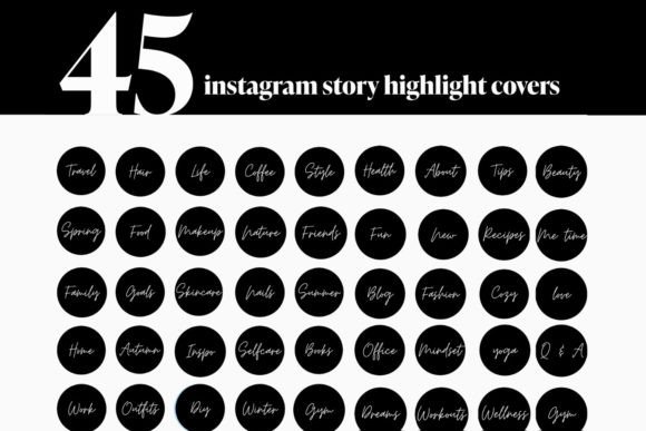 Black Lettered Instagram Highlight Covers