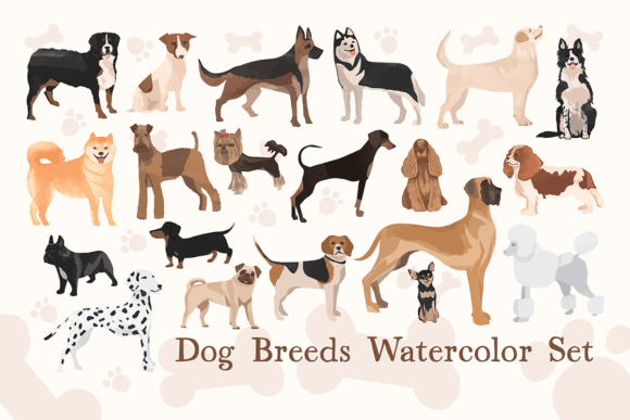Dog Breeds Watercolor Set Kits & Sets Craft Cut File By Creative Fabrica Crafts