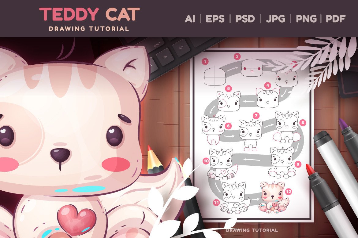 Drawing Tutorial Teddy Kitty