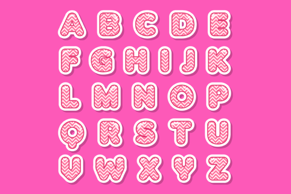 Pink Zigzag Font PNG with transparent background - Preview 1