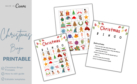 10 Christmas Bingo Cards(+Editable File)