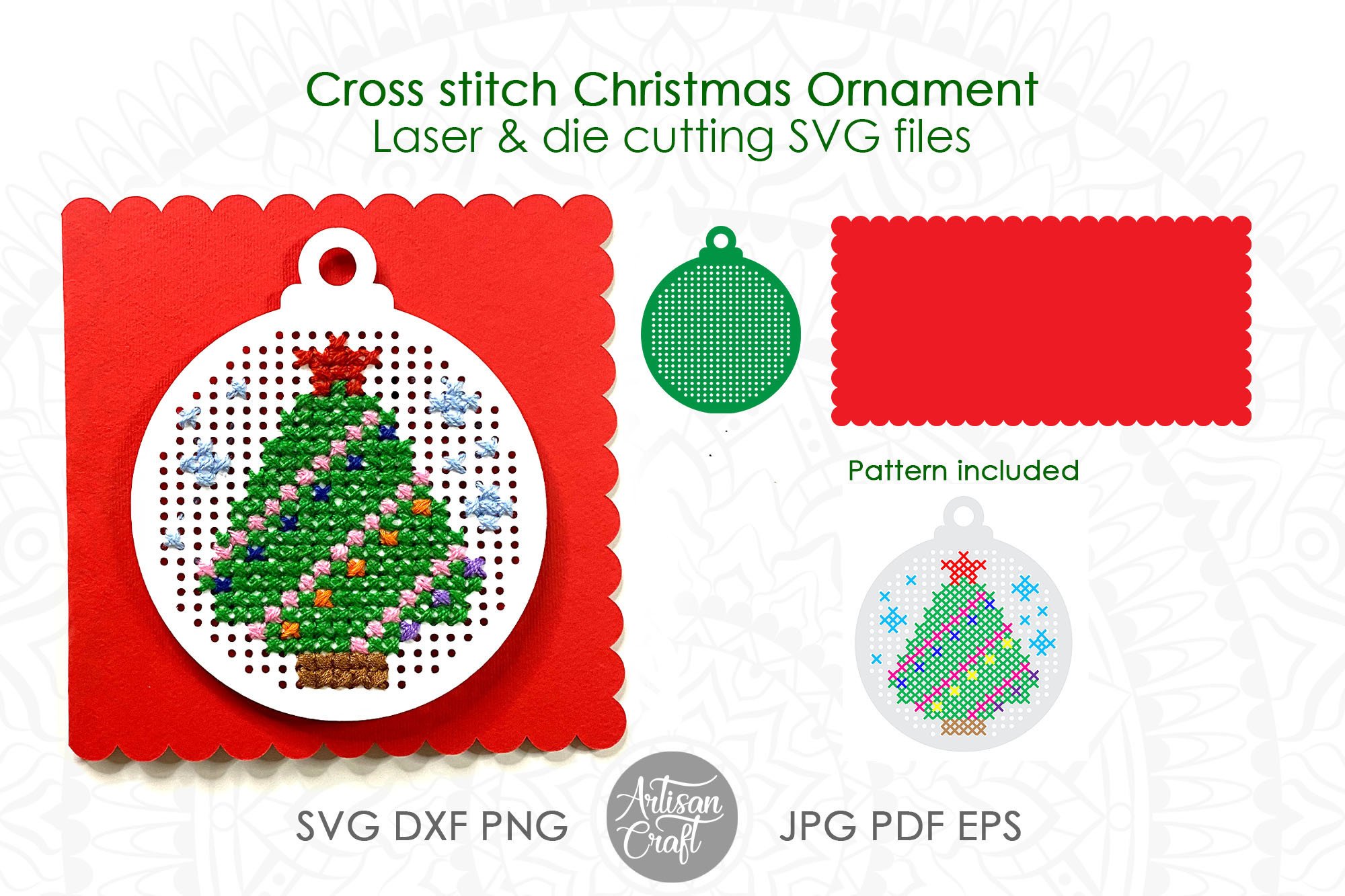 Cross Stitch Christmas Ornament SVG