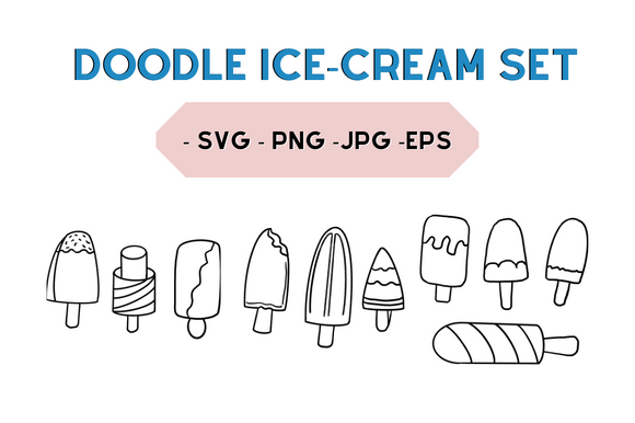Doodle Icecream Set Graphic Illustrations By danita.kukkai