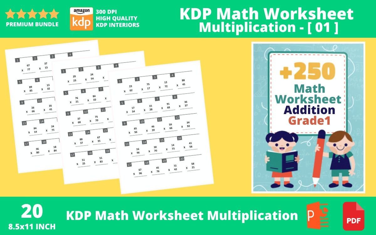 KDP Math Worksheet Multiplication Kids 1 Graphic by FrDesigner ...