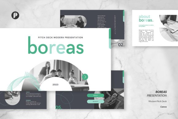 Modern minimalist Pitch Deck Presentation Canva Template