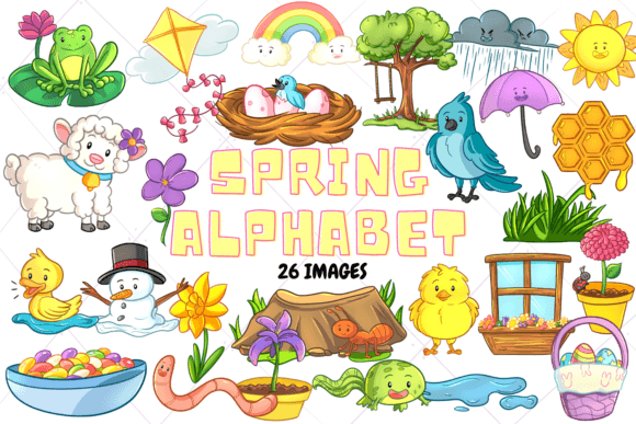 Spring Alphabet Clip Art Collection Afbeelding Afdrukbare Illustraties Door Keepinitkawaiidesign