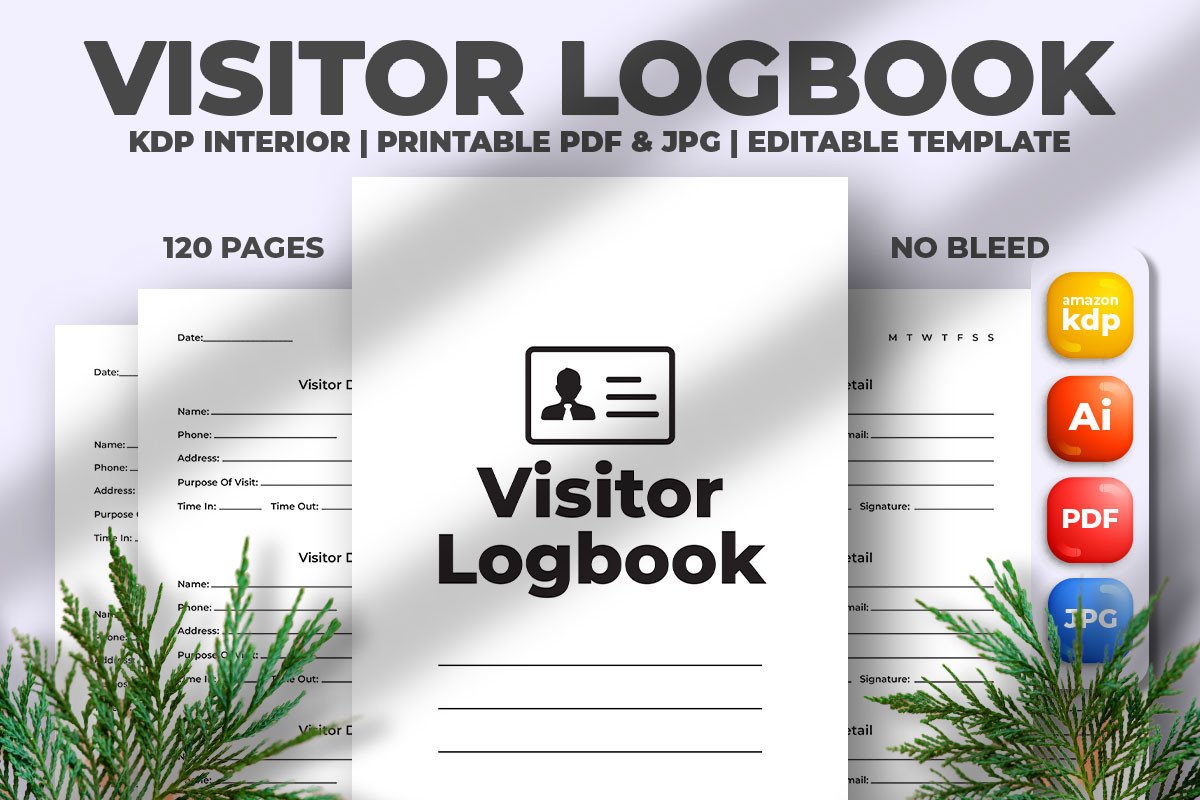 Visitor Logbook KDP Interior Graphic by M9 Design · Creative Fabrica