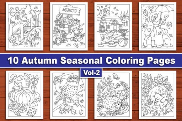 10 Autumn Seasonal Coloring Pages Vol- 2
