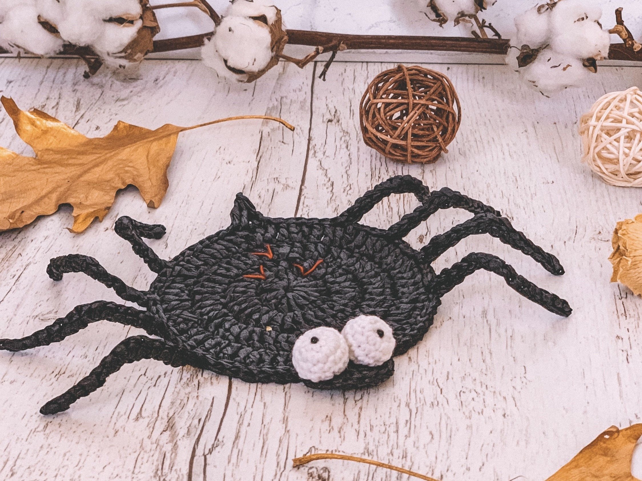 Crochet Coaster Spider 3D Halloween PDF