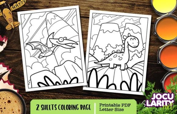 Funny Dinosaurs Coloring Pages Graphic Coloring Pages & Books Kids By JocularityArt