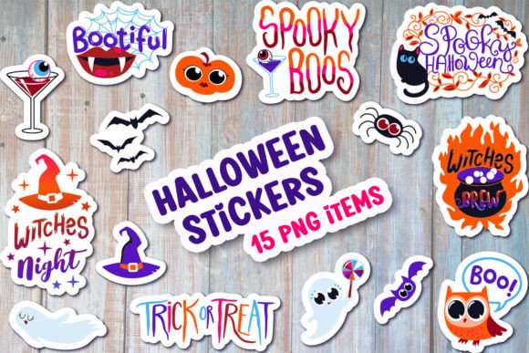 Halloween Stickers | 15 PNG Items