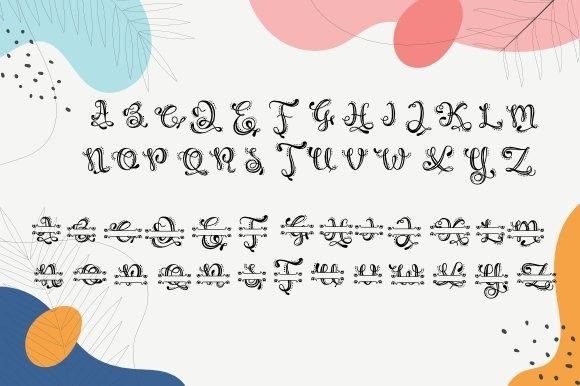 Retro Round Monogram Font PNG with transparent background - Preview 1