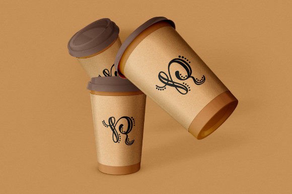 Retro Round Monogram Font PNG with transparent background - Preview 5