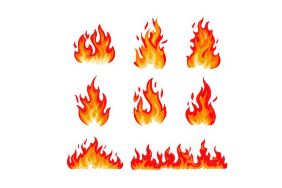 Fire Flames Collection Grafik Druckbare Illustrationen Von krustovin