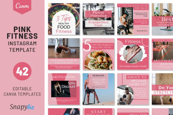 Fitness Instagram Canva Post Templates - Digital