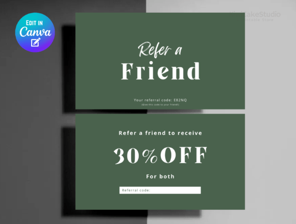 Green Referral Card Template CANVA