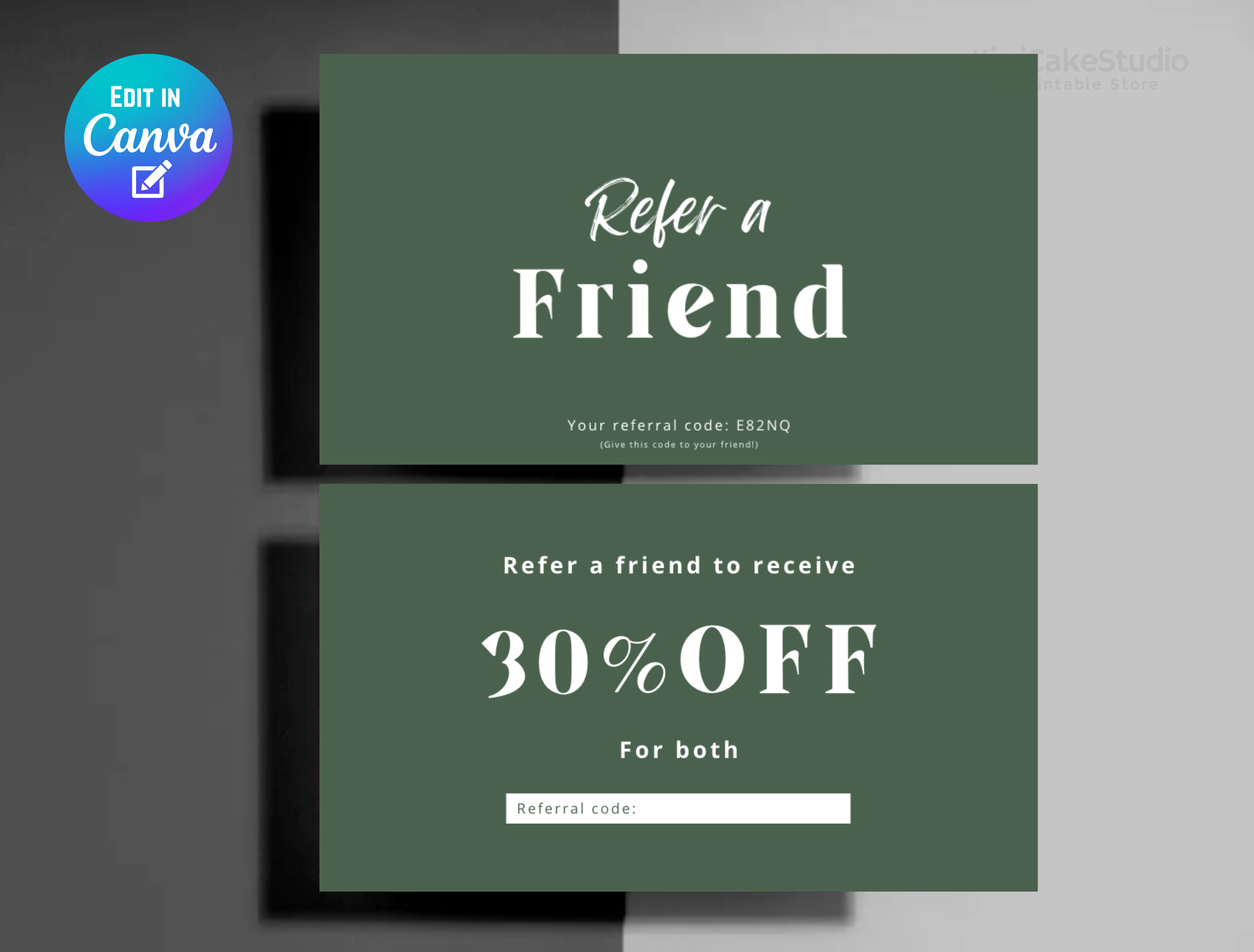 Green Referral Card Template CANVA