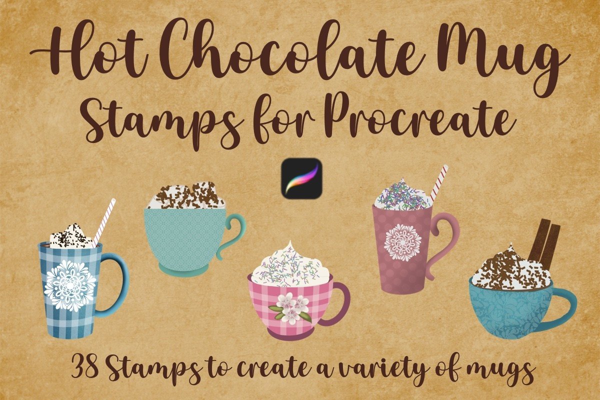Hot. Chocolate Mugs Stamps for Procreate Graphic by Cedar Rue ...