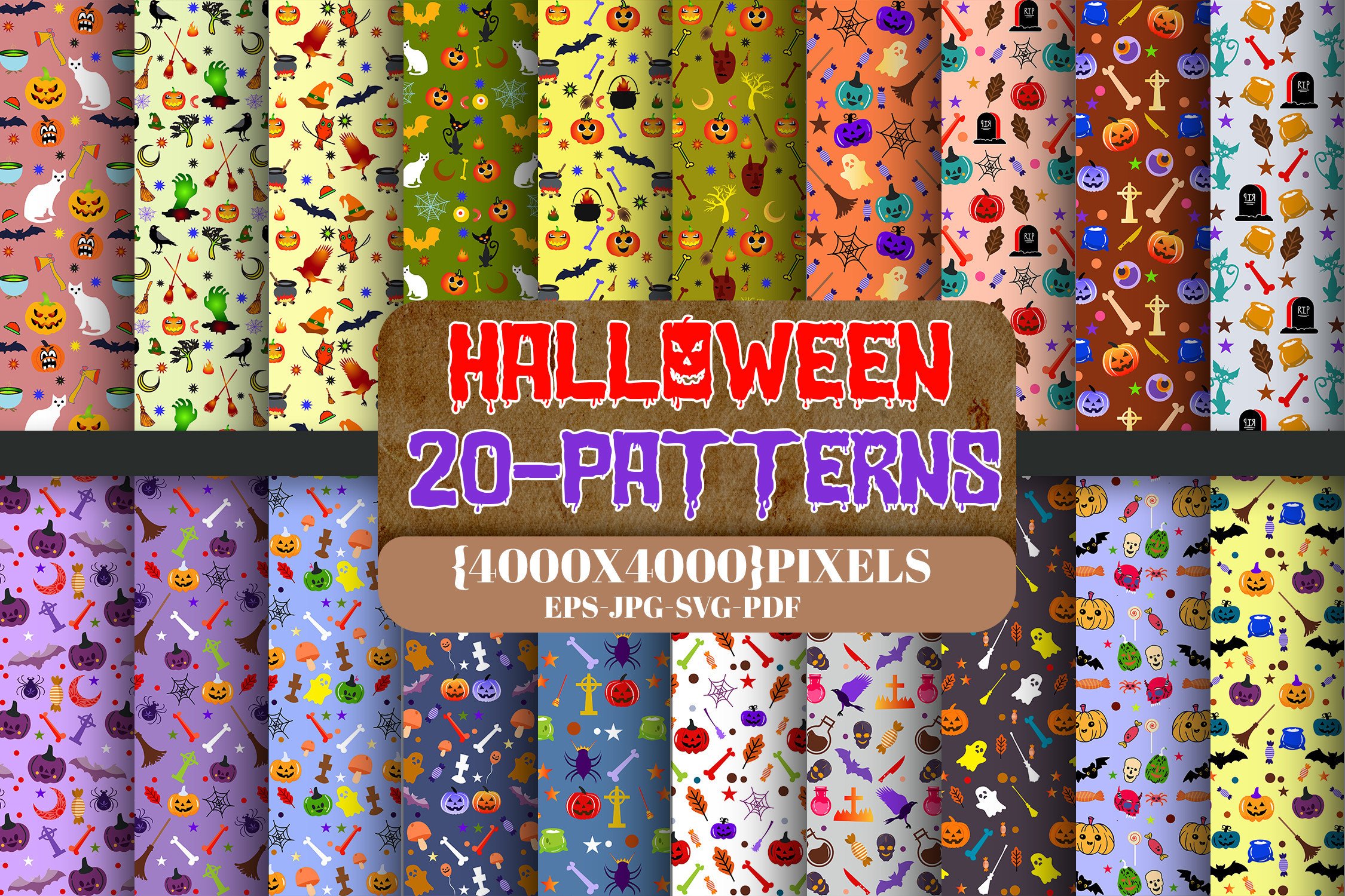Retro Halloween Digital Paper Bundle Graphic by MRK STUDIO · Creative ...