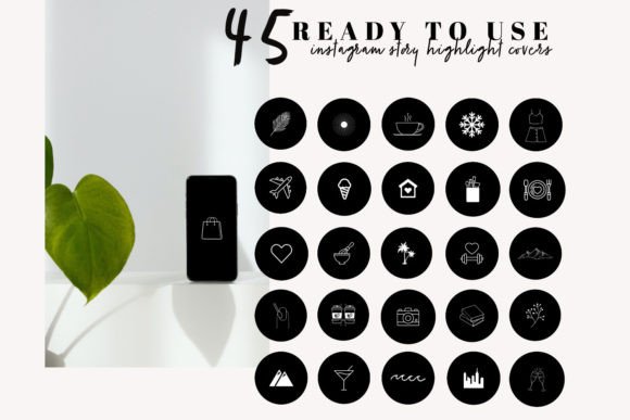 Minimal Black Instagram Highlight Icon Set