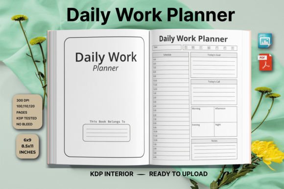 Daily Work Planner for KDP Interior Graphic by Shumaya · Creative Fabrica