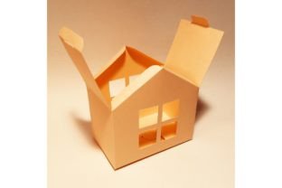 House Box Pattern House Box Template · Creative Fabrica