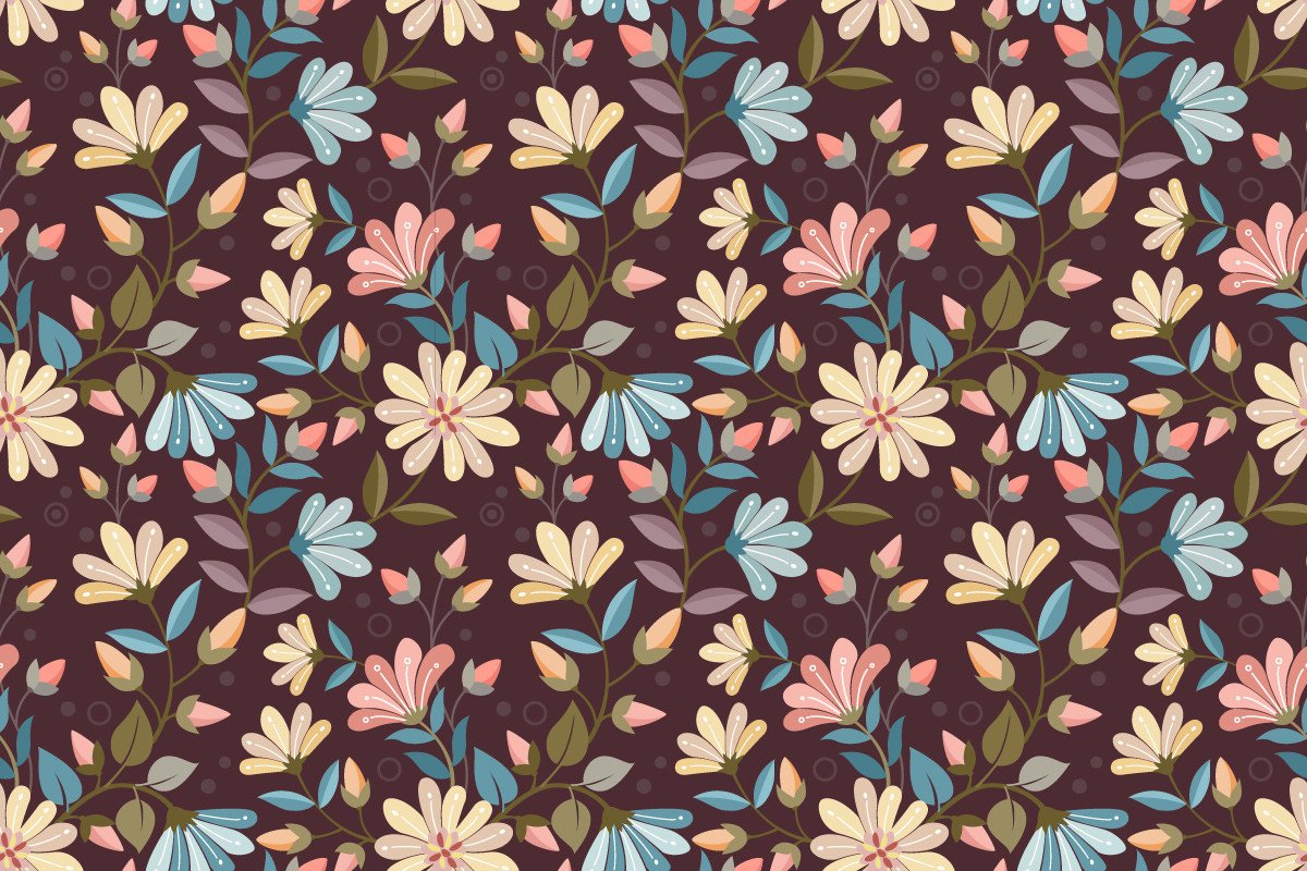 Yellow and Blue Flowers Pattern. Graphic by ranger262 · Creative Fabrica