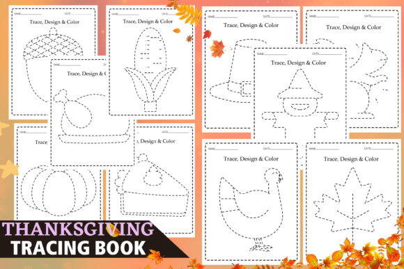 Autumn Thanksgiving Tracing Worksheets