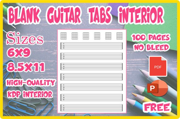 Blank Guitar Tabs Interior for KDP Graphic by Activities Hub · Creative ...