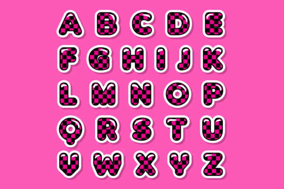 Pink Checker Font PNG with transparent background - Preview 1
