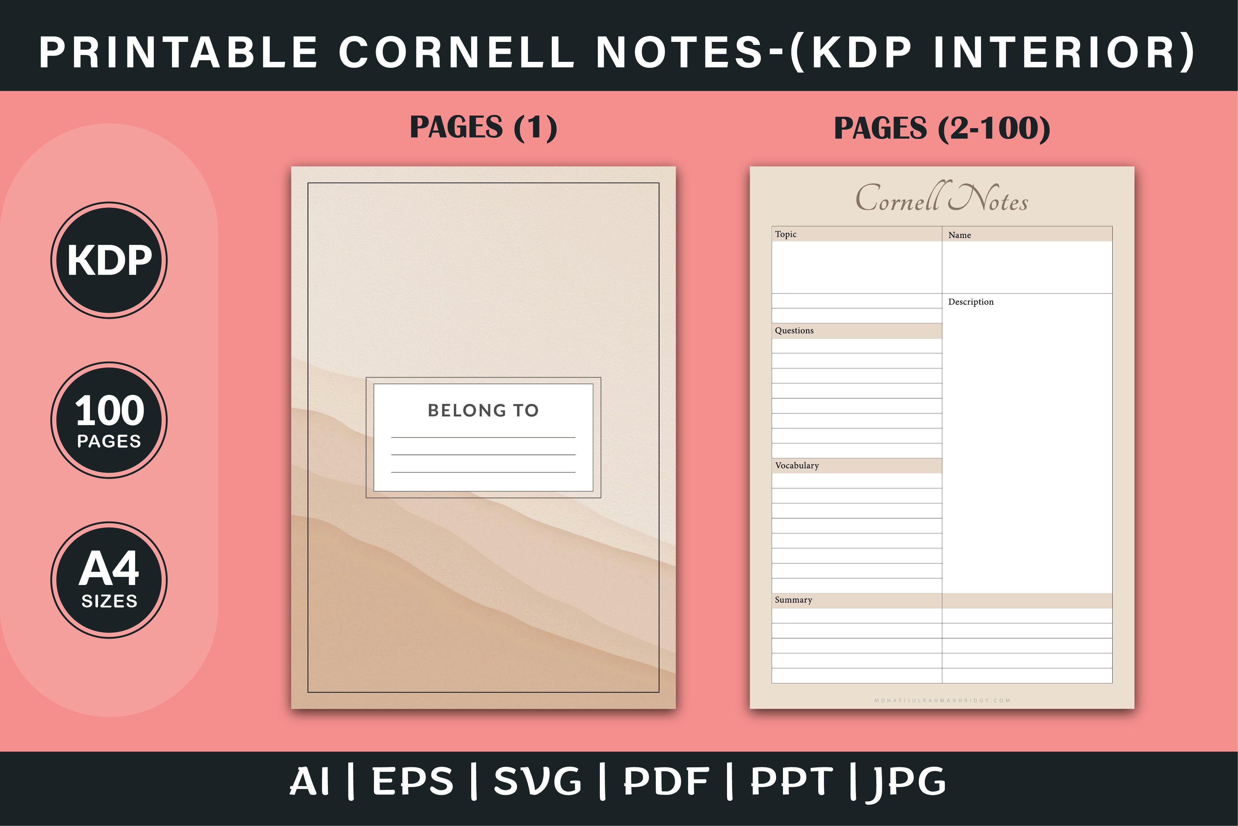 Printable Cornell Notes Graphic by Finer Designers · Creative Fabrica