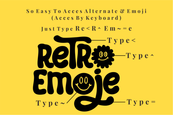 Retro Emoje Font PNG with transparent background - Preview 1
