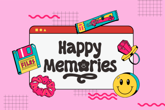 Retro Emoje Font PNG with transparent background - Preview 4
