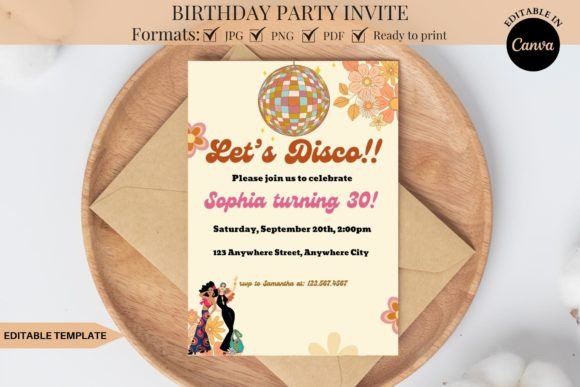 Disco Birthday Invitation Template