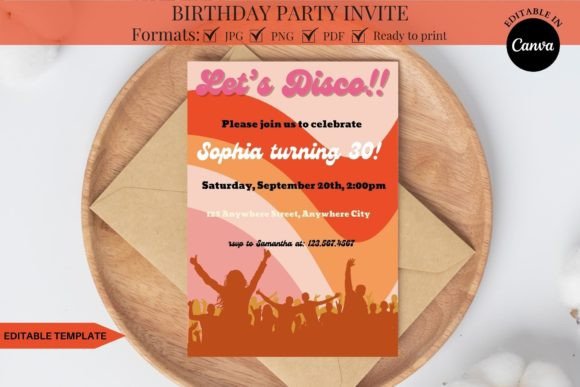 Disco Birthday Invitation Template