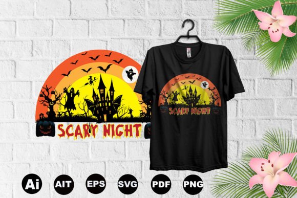 Halloween Scary Night Trendy T-Shirt Des Graphic T-shirt Designs By Printable-Graphics