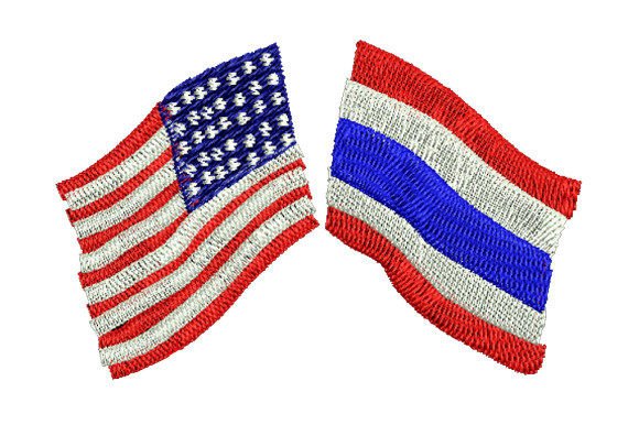 Thai Flag and American Flag