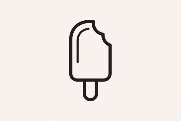Bitten Popsicle Outline Icon with Reflex