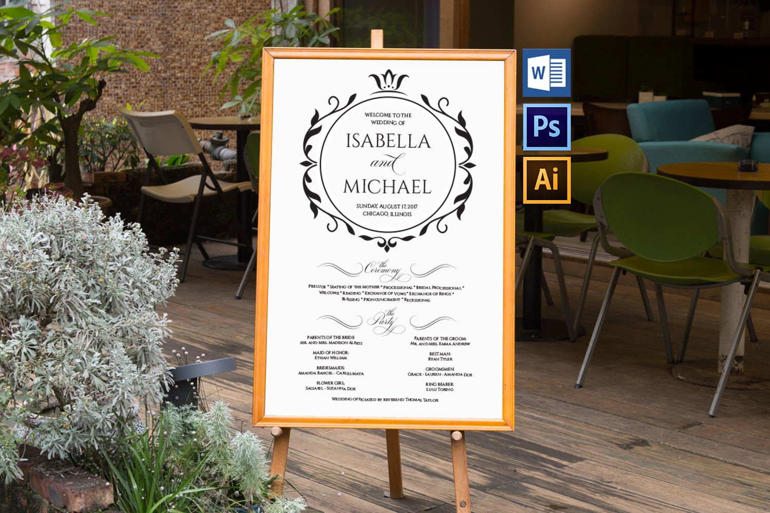 Wedding Program Sign Portrait, TOS_170 Graphic by TwentyOneStudios ...